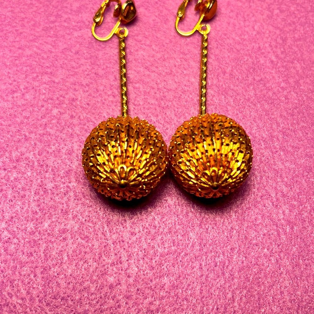 Costume gold tone ball earrings